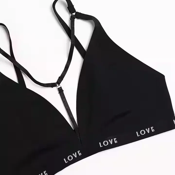 Wholesale 2 Piece Women's Sexy Sports Bra & Brief Sets Customized Size Triangle Cup Shape Wire-Free Support Logo on Waist-RANBAO