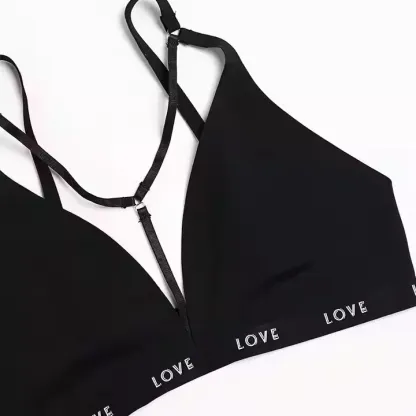 Wholesale 2 Piece Women's Sexy Sports Bra & Brief Sets Customized Size Triangle Cup Shape Wire-Free Support Logo on Waist-RANBAO