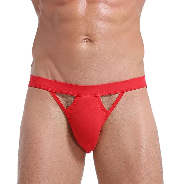 OEM Custom New Hollow Out Design See Through Men's Sexy Underwear Big Bulge Male Penis Jockstraps-RANBAO