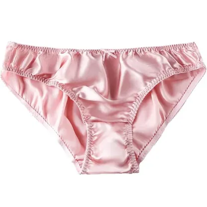 Lady's Satin Women's Sissy Panties Bikini Solid Silk Light Briefs Hipster for Female Underwear Lingerie Knickers-RANBAO