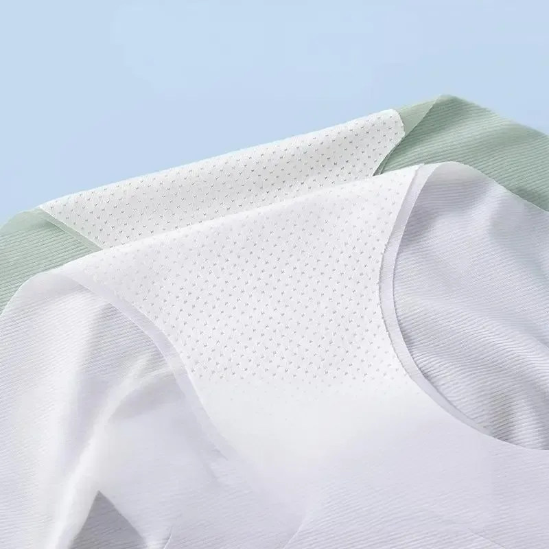 Women Breathable Ice Silk Seamless  Underwear Summer With Crotch Breathable Sexy Large Size Women Mid Waisted t Pants-RANBAO