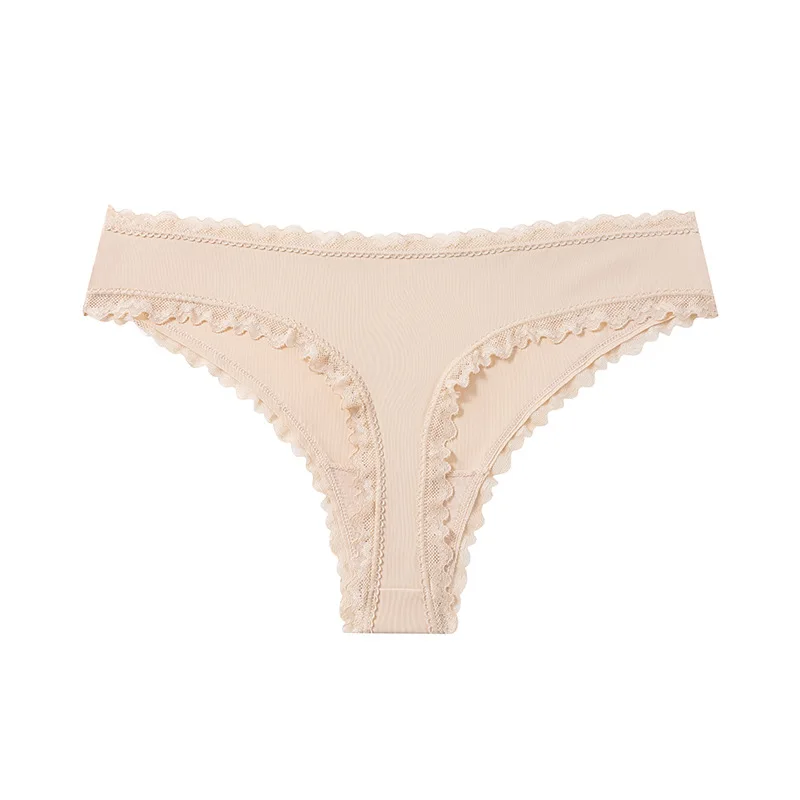 Custom OEM Design Ladies Panties Thong Lace Mid-Waist Sexy Thong Breathable European and American Women Underwear-RANBAO