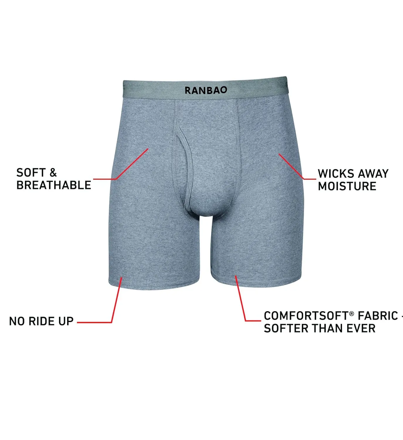 Custom High Quality Soft Breathable Moisture Assorted Large Boxer Brief-RANBAO