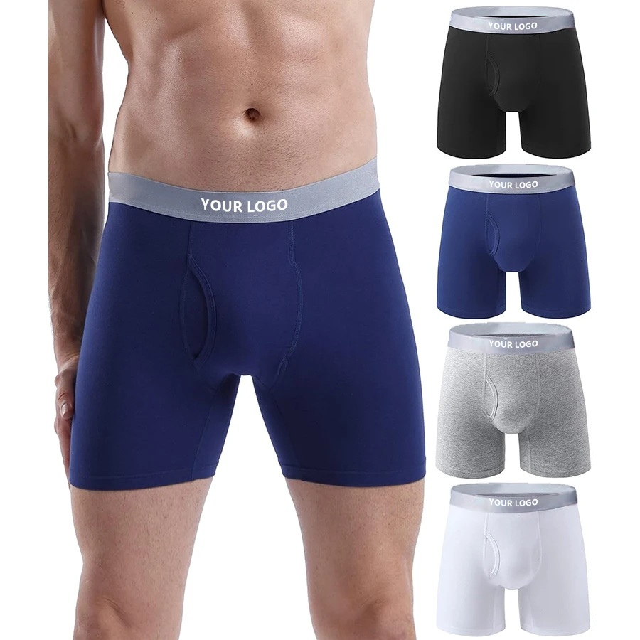 Custom Men's Boxer Briefs Cotton Spandex Stretch Underwear with Open Fly Tagless & Breathable Mid-Rise XXL Printed Pattern-RANBAO