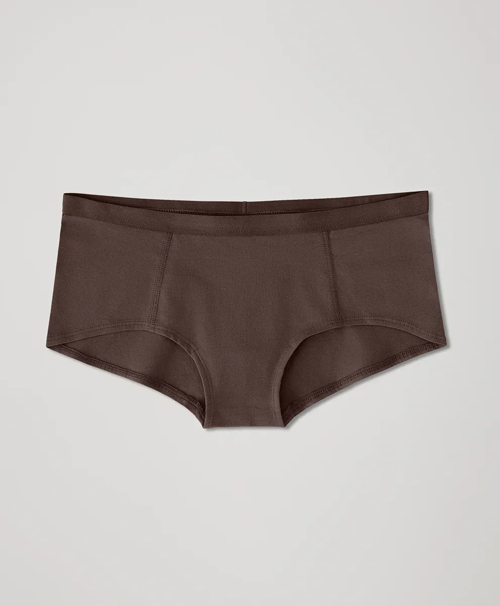 Everyday Organic Cotton Boyshorts for Adults Mid-rise Waist Smooth Look Tagless Extended Leg Woven Weaving Method-RANBAO