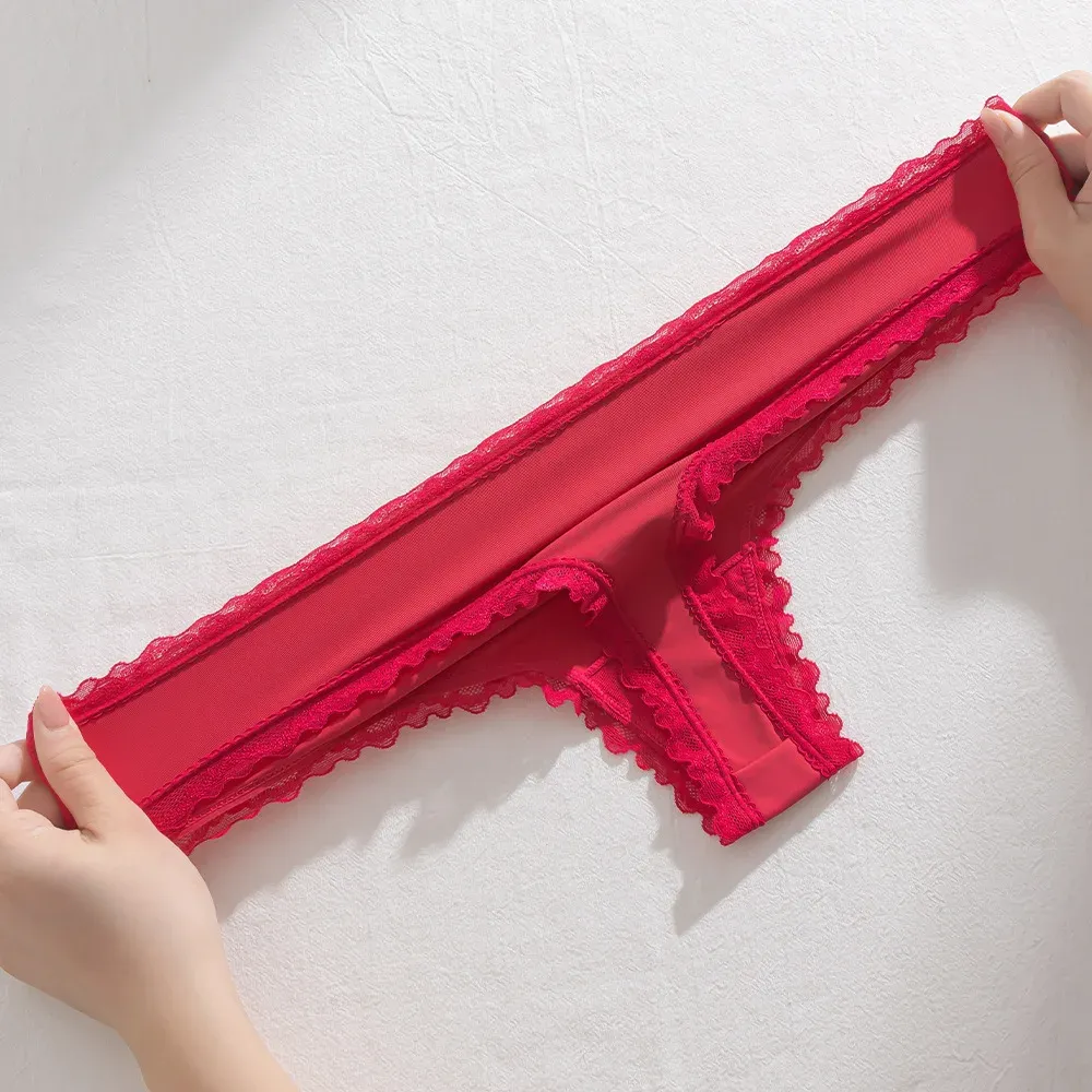 Custom OEM Design Ladies Panties Thong Lace Mid-Waist Sexy Thong Breathable European and American Women Underwear-RANBAO