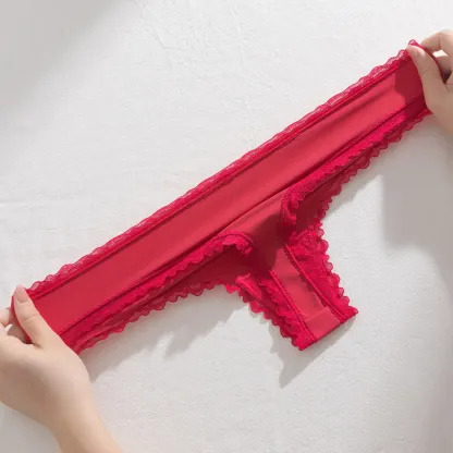 Custom OEM Design Ladies Panties Thong Lace Mid-Waist Sexy Thong Breathable European and American Women Underwear-RANBAO