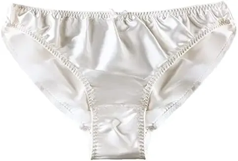 Lady's Satin Women's Sissy Panties Bikini Solid Silk Light Briefs Hipster for Female Underwear Lingerie Knickers-RANBAO