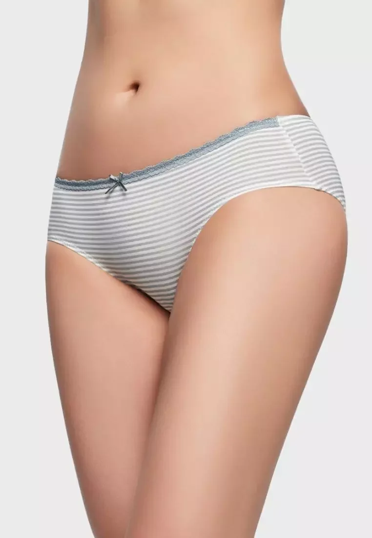 Lady's Custom Lace Waist Women's Striped Low-rise Briefs Hipster for Female Women's Underwear Lingerie Knickers for Girl Classic-RANBAO