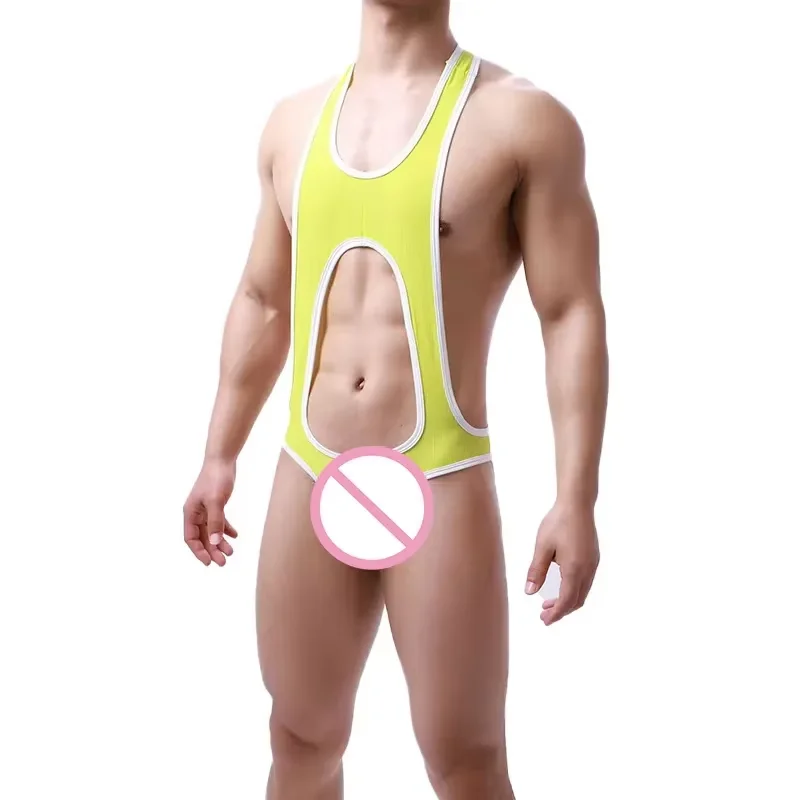 Custom Sexy Bodysuits Underwear New Fitness  Big Pouch Man Bodysuit for Men-RANBAO