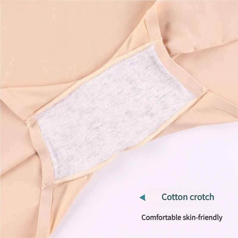 Customized Summer Thin Underwear Ice Silk Seamless Panties Women Mid-Waist Boxer Cotton Crotch Boyshorts-RANBAO