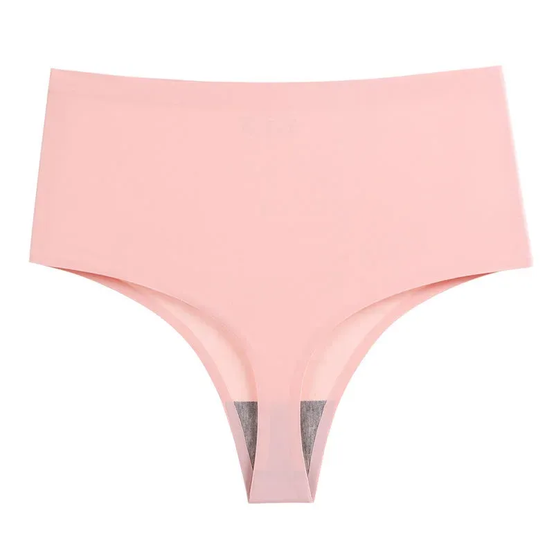 High-Waisted Large Size Thong Panties Women's Ice Silk One-Piece Seamless Sexy Panties Sports Quick Dry Briefs Thongs-RANBAO