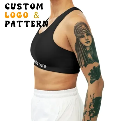 Custom logo Waistband Fitness Bra High Quality Compression Moisture-Wicking Gym Seamless Women Racerback Sports Bra for Ladies-RANBAO