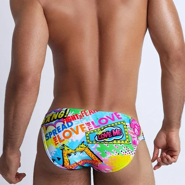 New Trend Custom Logo Vibrating Comfy Luxury Swimwear High Elastic Sporting Swimwear Surfing Plus Size Men's Swimming Briefs-RANBAO