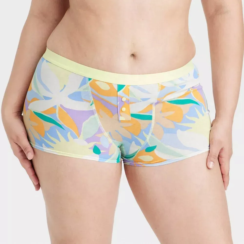 OEM Factory Full Waistband Elastic Women's Cotton Button-front Front Placket Boyshorts-RANBAO