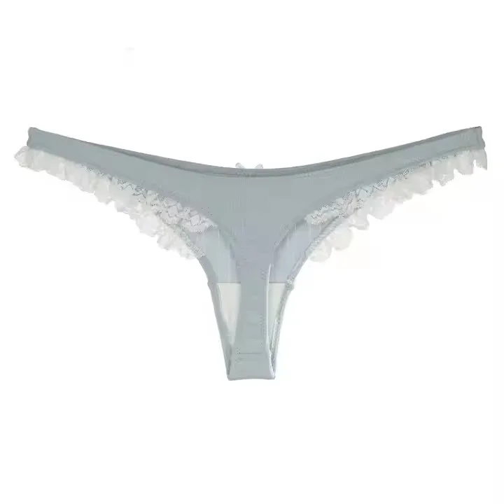 New Solid Color Women Lace Briefs Custom Logo Comfortable Popular Design Stretchy Breathable Thong Panties-RANBAO