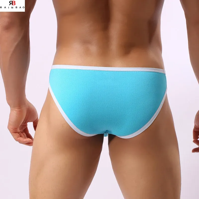 Wholesale Trendy Mature Men Underwear Solid Color Spandex Underwear Sexy Thong for Gay Men-RANBAO