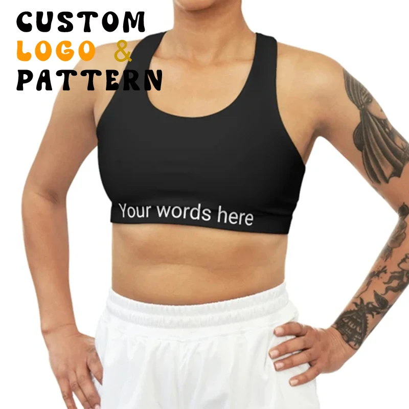 Custom logo Waistband Fitness Bra High Quality Compression Moisture-Wicking Gym Seamless Women Racerback Sports Bra for Ladies-RANBAO