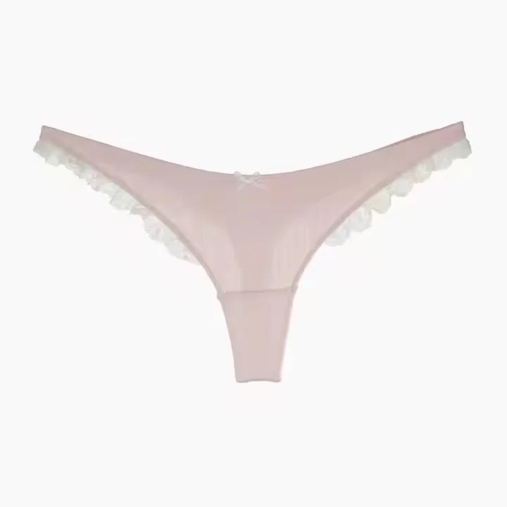 New Solid Color Women Lace Briefs Custom Logo Comfortable Popular Design Stretchy Breathable Thong Panties-RANBAO