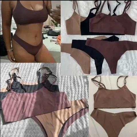 Custom Stylish Solid Cotton Modal Seamless Wireless Bras and Women Underwear Set-RANBAO