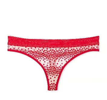 Classic Spandex Thong Panty High-Rise Diamond Decoration Solid Heart Women's Logo Flocked Logoband G-String Manufacturer Direct-RANBAO