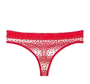 Classic Spandex Thong Panty High-Rise Diamond Decoration Solid Heart Women's Logo Flocked Logoband G-String Manufacturer Direct-RANBAO