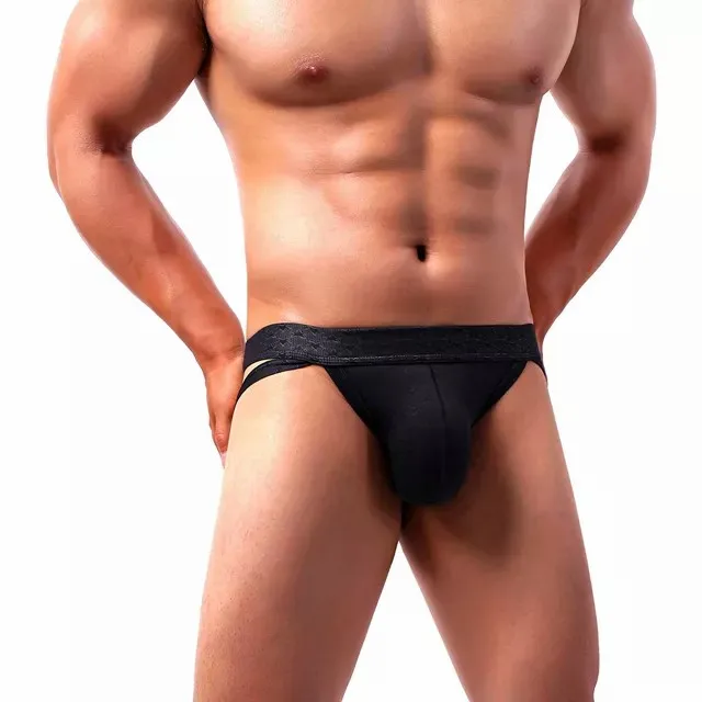 Men's Ice Silk Seamless Thong G String Elastic Low Rise Classic Bikini Athletic Briefs Breathable Underwear-RANBAO