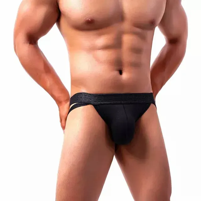 Men's Ice Silk Seamless Thong G String Elastic Low Rise Classic Bikini Athletic Briefs Breathable Underwear-RANBAO