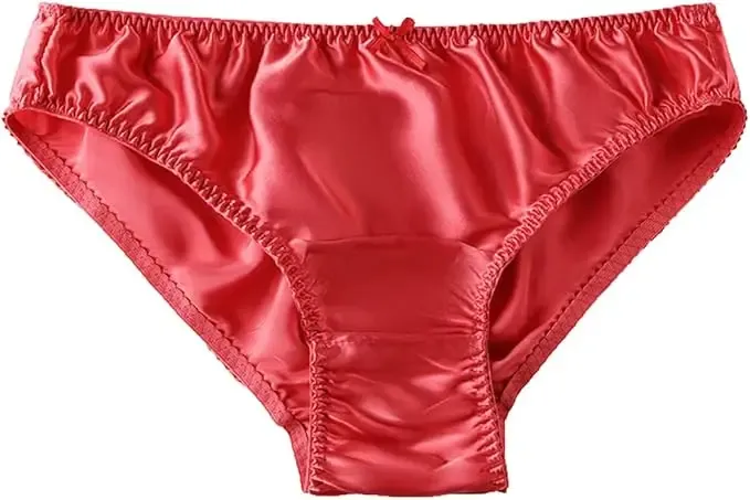 Lady's Satin Women's Sissy Panties Bikini Solid Silk Light Briefs Hipster for Female Underwear Lingerie Knickers-RANBAO