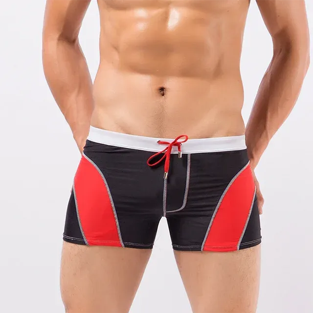 Wholesale Custom Stylish Premium Men'S Gym Square Leg Swimwear Classic String Closure Surfing Swim Trunks-RANBAO