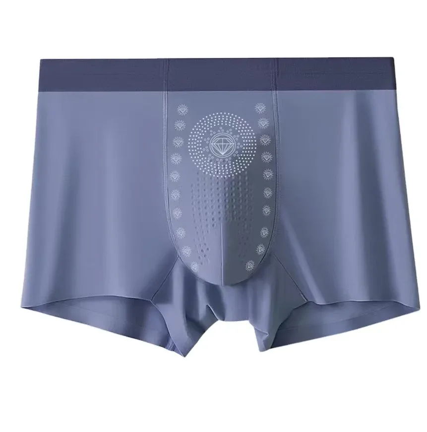 Comfortable Lightweight Men's Seamless Boxer Underwear Custom Logo Mid-Rise Quick Dry Ice Silk Plus Size Briefs Breathable-RANBAO