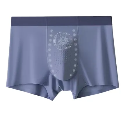 Comfortable Lightweight Men's Seamless Boxer Underwear Custom Logo Mid-Rise Quick Dry Ice Silk Plus Size Briefs Breathable-RANBAO