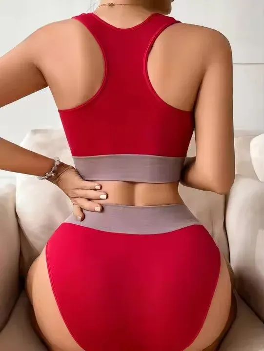 Hot Sale Bra & Brief Sets Women Breathable Ribbed Yoga Seamless Underwear Set Ladies Women's Sports Bra and Panties Sets-RANBAO