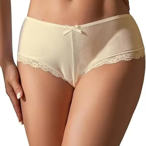 Women's Plus Size Everyday Lace Knickers Low Waisted Cheeky Underwear Hipster Bikini Panties Hollow-Out Thongs Ladies Briefs-RANBAO