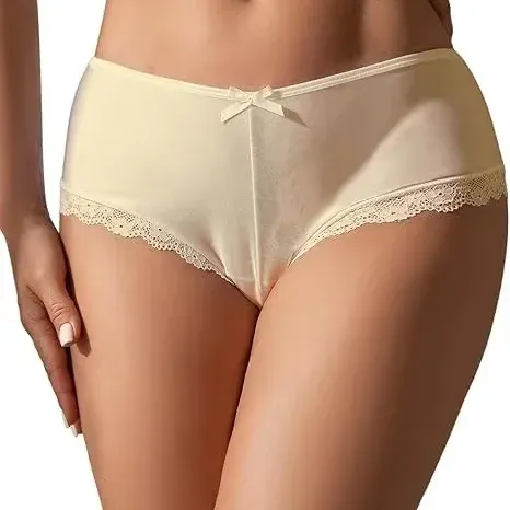 Women's Plus Size Everyday Lace Knickers Low Waisted Cheeky Underwear Hipster Bikini Panties Hollow-Out Thongs Ladies Briefs-RANBAO