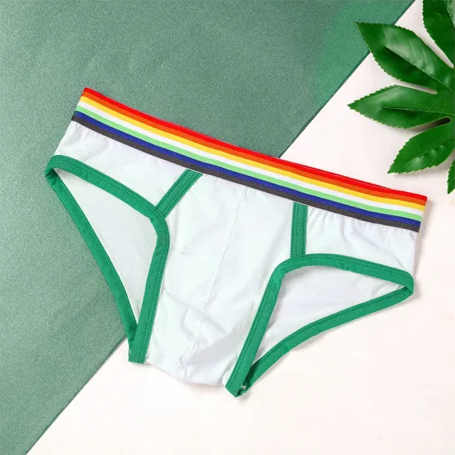 Fashionable Colorful Ribbed Mature Charming Men'S Cotton Briefs & Boxers Healthy Male Penis Underwear-RANBAO