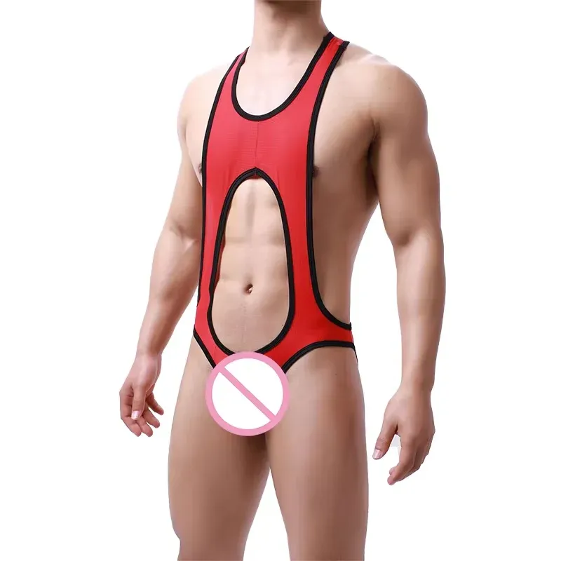 Custom Sexy Bodysuits Underwear New Fitness  Big Pouch Man Bodysuit for Men-RANBAO