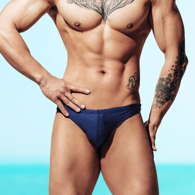 Wholesale New Men's Beach Swimming Trunks Briefs Man Swimwear Thong Silk Briefs Swim Briefs-RANBAO