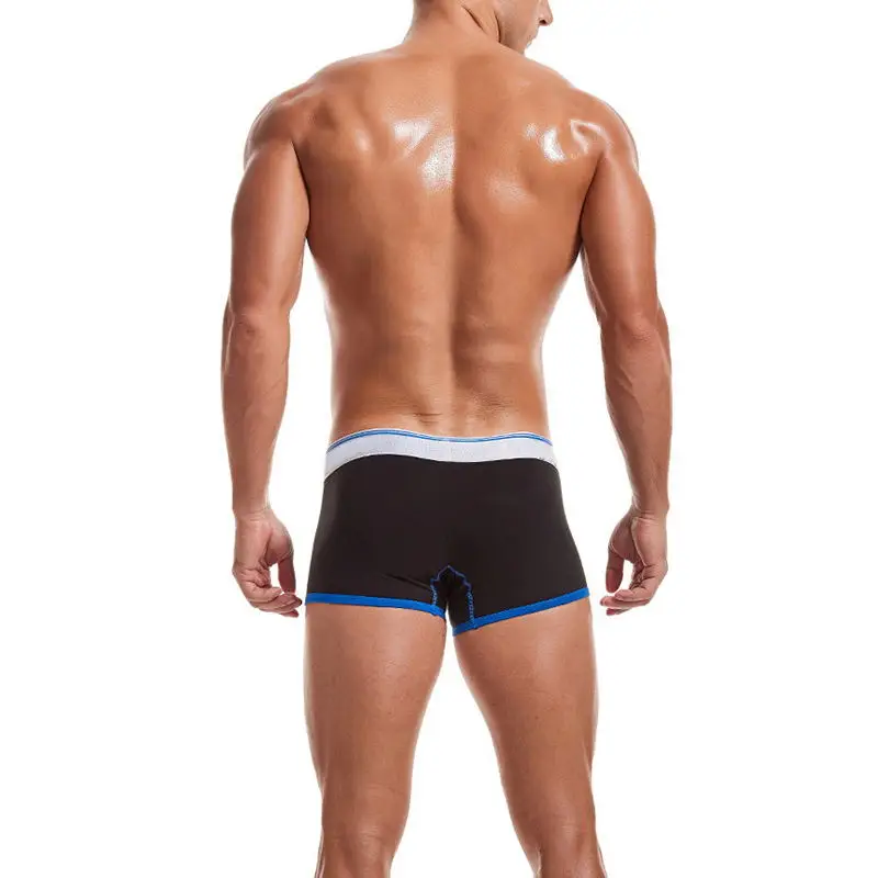 Custom LOGO Professional Made Men Underwear Cotton Low-rise Men Boxer Briefs Shiny Belt Boxer Briefs for Men-RANBAO