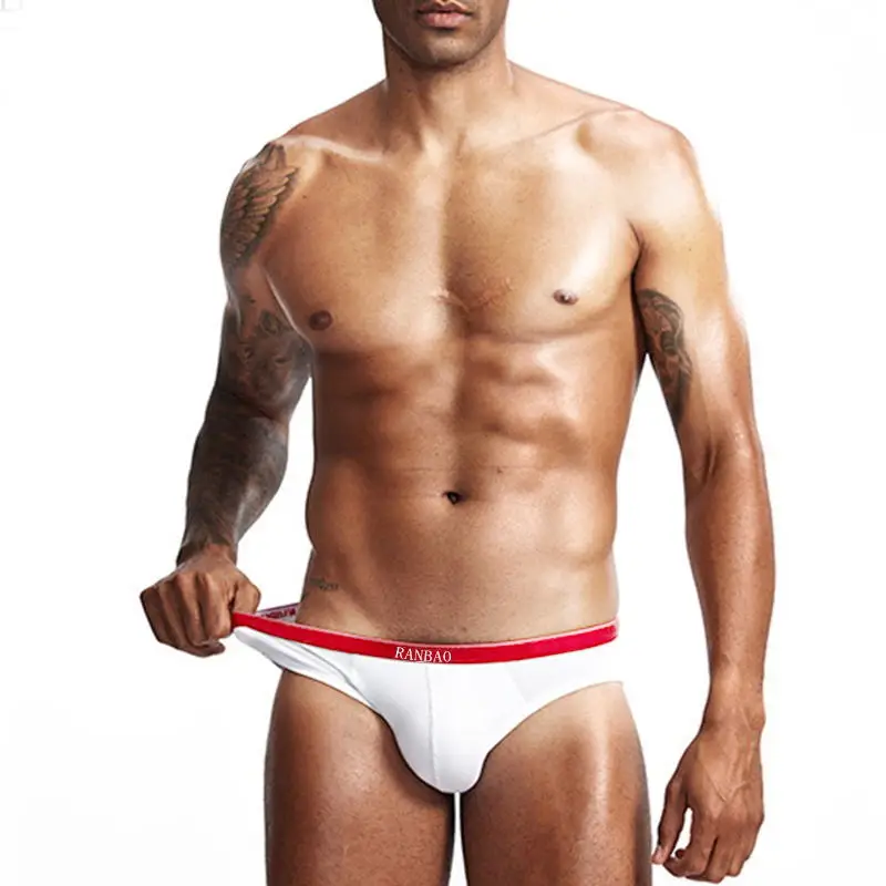 Excellent Quality Custom Private LOGO Boys Low-Rise Briefs Solid Color Man Underwear Breathable and Soft Fabric Boxer-RANBAO