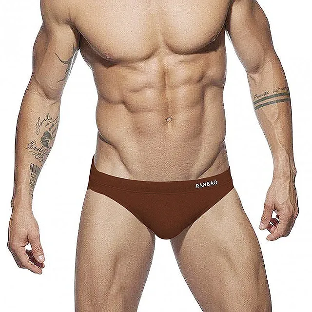 Factory Custom Pure Color Mature Man Brazilian Bikini Bathing Suit Swimsuit-RANBAO