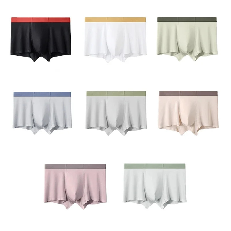 Custom Logo Comfortable Styles Mens Boys Underwear New Modal Solid Color Mid-Waist Seamless Breathable Boxer for Summer-RANBAO
