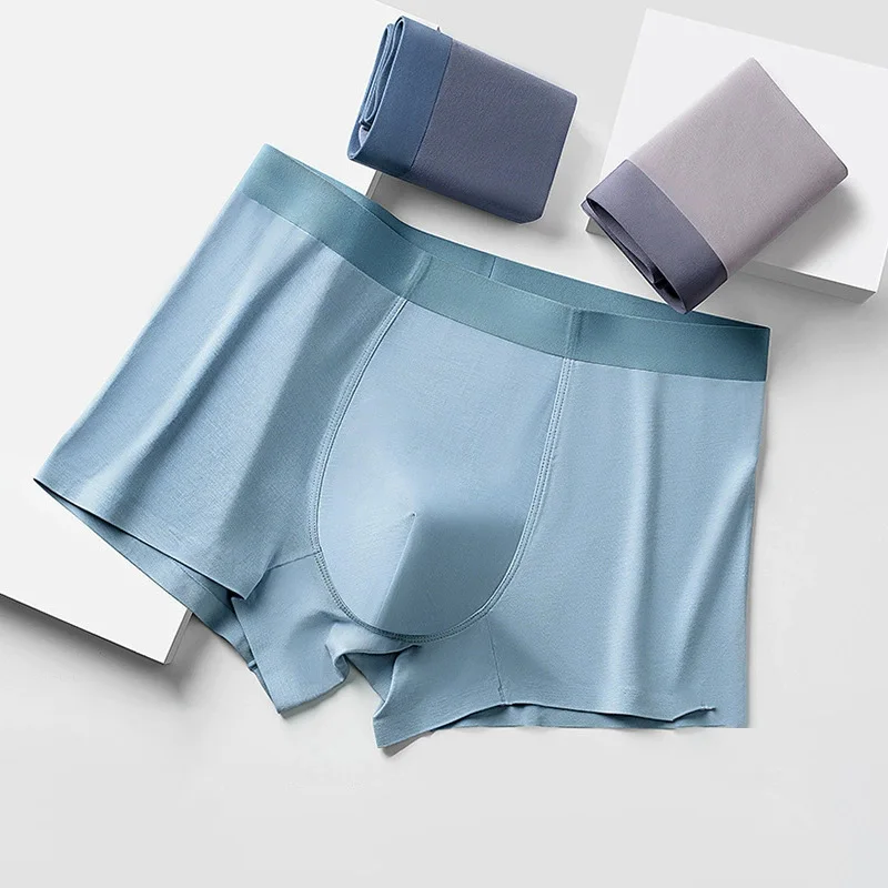 Custom Modal Seamless Traceless Solid Color Ice Silk Underwear Anti-Bacterial Breathable Men'S Boxer Brief-RANBAO