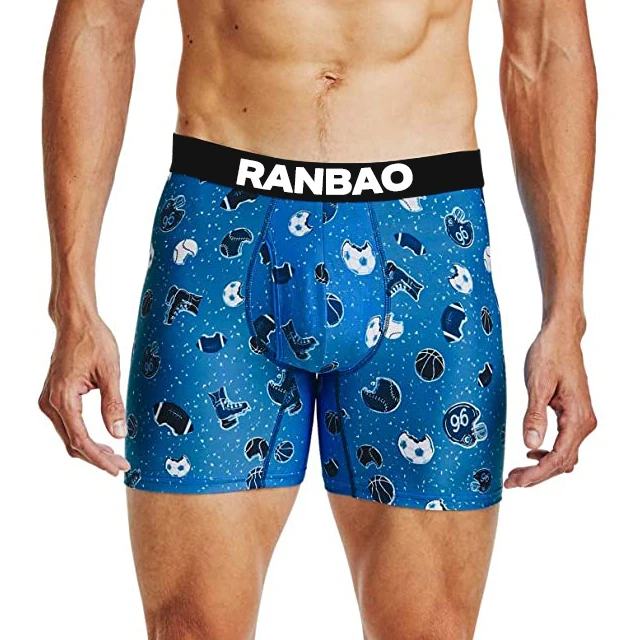 Most Stylish Fancy Front Open Big Bulge Penis Underwear comfort Flex Waistband Long Men's Cotton Boxer Briefs-RANBAO