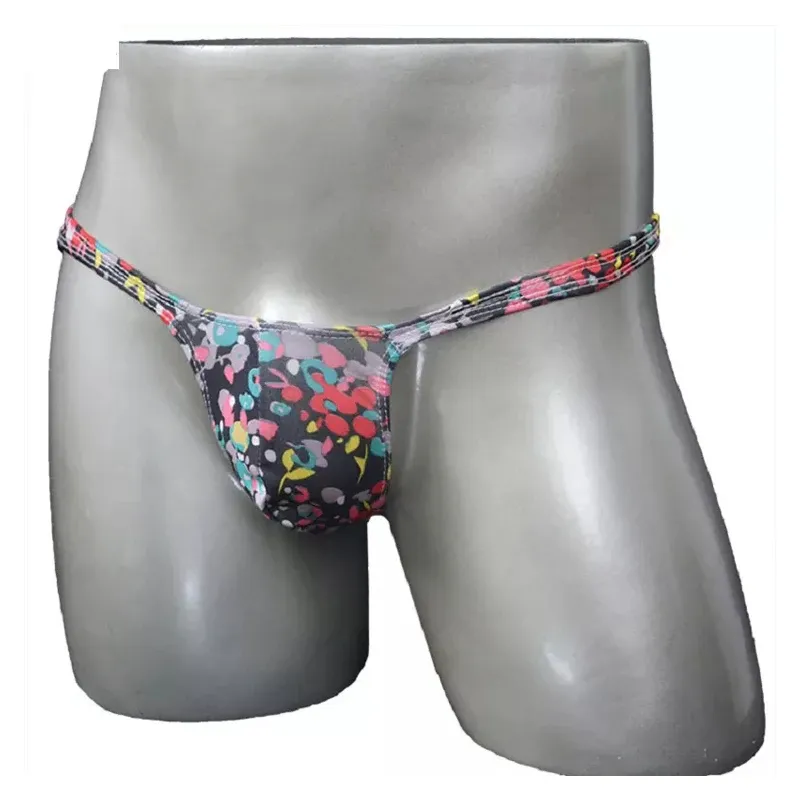Printed Fashionable Man Sexy Underwear Male Panties Thongs With Pouch Low Rise Waist Plus Size Men'S Thongs-RANBAO