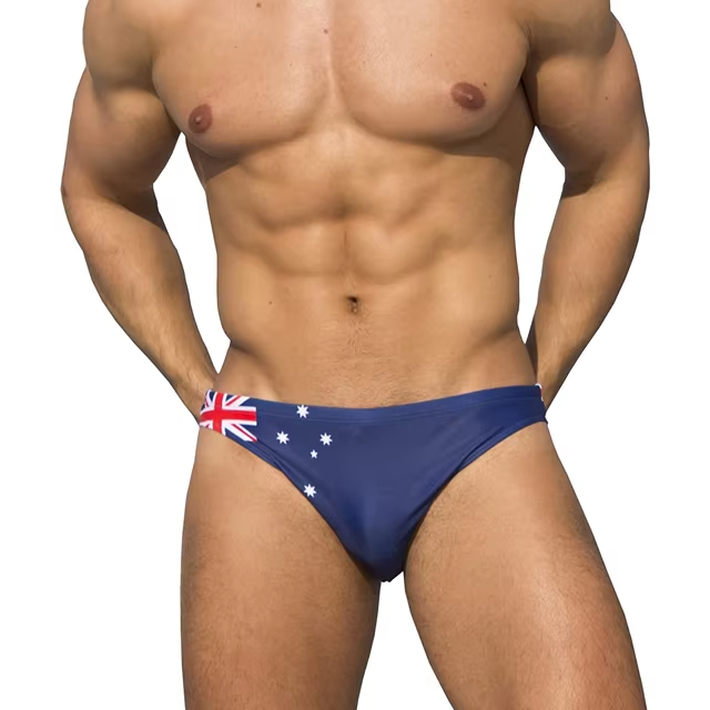 OEM Factory Low Price Swimwear Print Men Hot Sale UK Flag Design Swimming Briefs Custom Men Swim Briefs