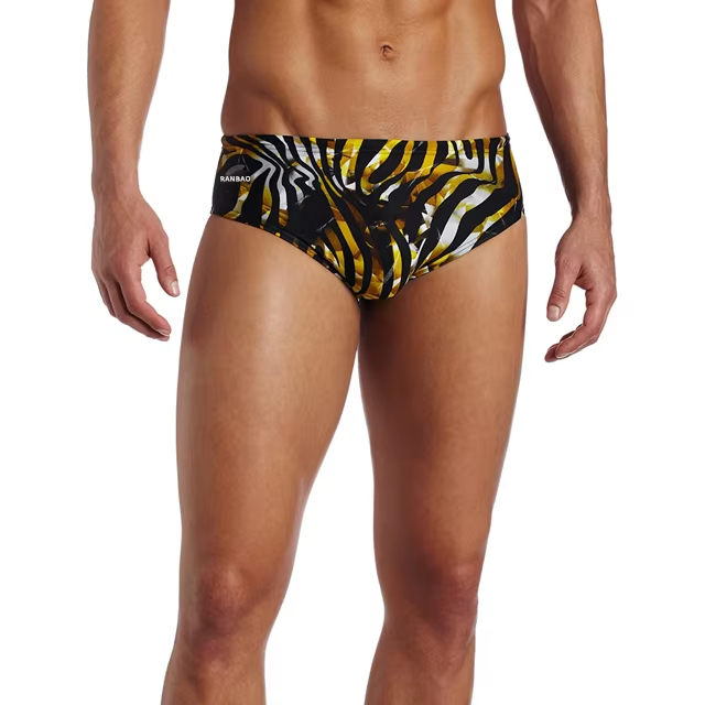 Most Popular Top Quality Swim Briefs for Men Custom Black Gold New Pattern Mens Swimsuits Male Swimwear