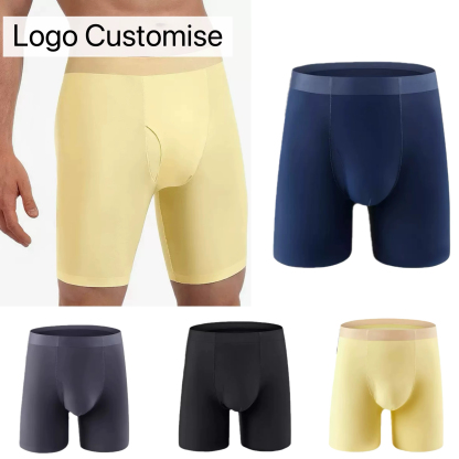 Logo Customize Nylon European Size S to 3XL Boxer Briefs Long Leg Quick Dry Breathable Gym Training Underwear Underpants