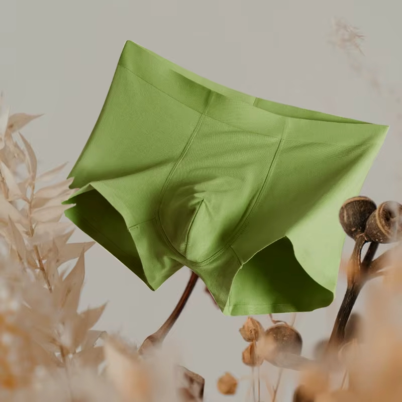 Men's Mid-Rise Boxer Briefs Long-Staple Cotton Underwear Seamless Graphene Crotch Breathable Anti-Chafing Logo Waist Knitted