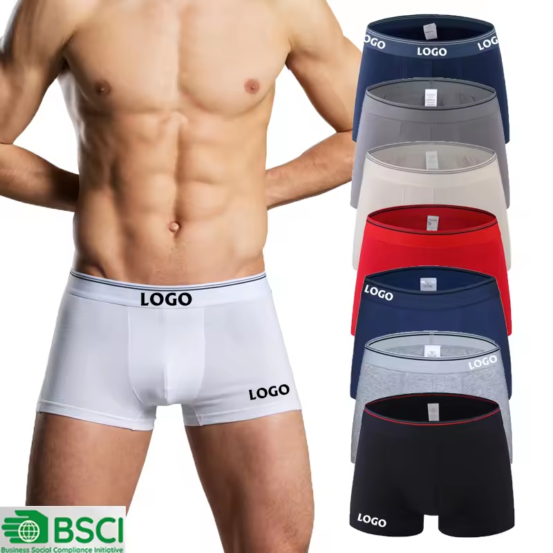 High Quality Mens Underwear Custom Low MOQ Men's Boxers Adult Cotton Solid Color Trunks Male Breathable Soft Underpants